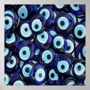 Nazar Amulets Evil Eye Stones Blue Pattern Poster