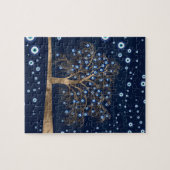 Nazar Charm Tree - Goud op donkerblauw Legpuzzel (Horizontaal)
