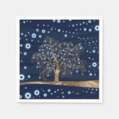 Nazar Charm Tree - Goud op Donkerblauw Servet (Voorkant)