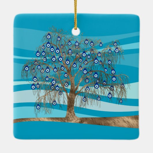 Nazar Charm Tree Keramisch Ornament (Achterkant)