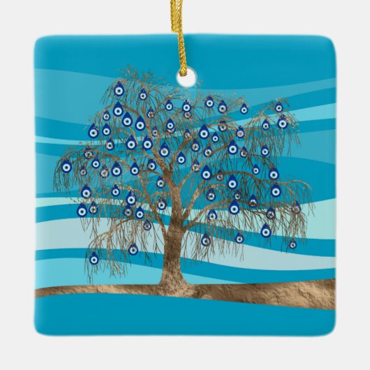 Nazar Charm Tree Keramisch Ornament (Voorkant)