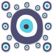 Nazar Evil Eye Cirkels Patroon Mediterraan Blauw Sticker (Voorkant)