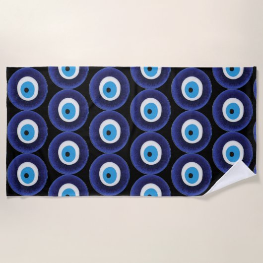 Nazar Evil Eye Protection Amulet Blue Beeldsymbool Strandlaken (Voorkant)
