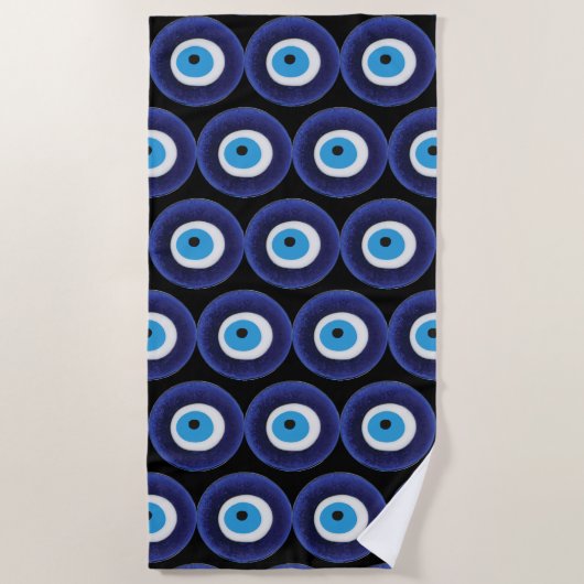 Nazar Evil Eye Protection Amulet Blue Beeldsymbool Strandlaken (Voorkant)