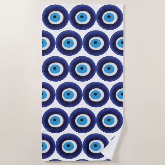 Nazar Evil Eye Protection Amulet Blue Beeldsymbool Strandlaken (Voorkant)