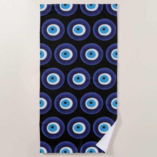 Nazar Evil Eye Protection Amulet Blue Beeldsymbool Strandlaken (Voorkant)