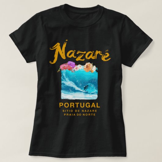Nazare Portugal  Retro Surfing 986 T-shirt (Design voorkant)
