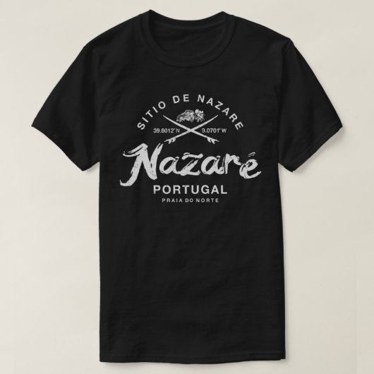 Nazare Portugal  Retro Surfing 988 T-shirt (Design voorkant)