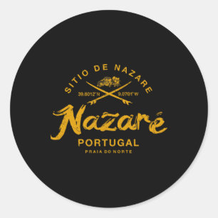 Nazare Portugal Surfen Vintage Retro Ronde Sticker