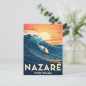 Nazare Portugal Surfing Briefkaart (Staand voorkant)
