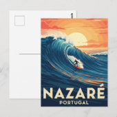 Nazare Portugal Surfing Briefkaart (Voorkant / Achterkant)