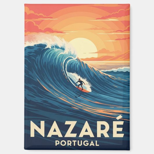Nazare Portugal Surfing Magneet (Voorkant)