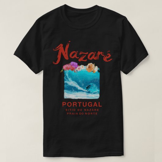 Nazare Portugal Surfing  Retro 984 T-shirt (Design voorkant)