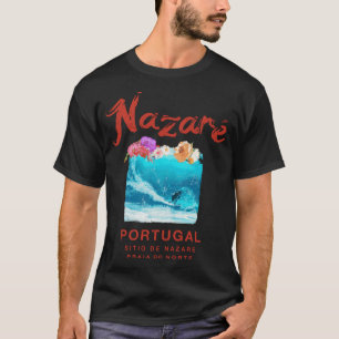 Nazare Portugal Surfing  Retro 984 T-shirt