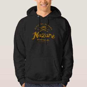 Nazare Portugal Surfing  Retro 987 Hoodie