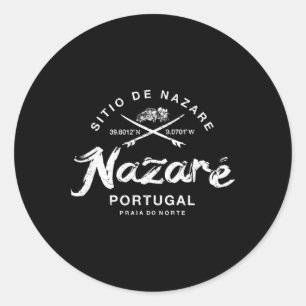 Nazare Portugal Vintage Retro Surfen Ronde Sticker