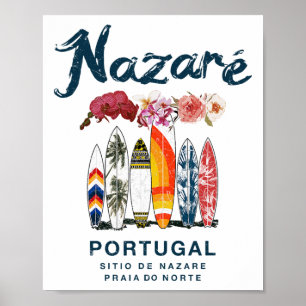 Nazare Portugal Vintage Surfen _4 Poster