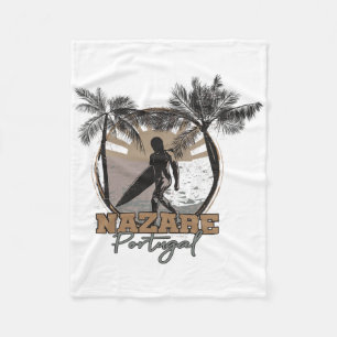 Nazare Surfer I Portugal Retro I Surfen I Nazare Fleece Deken