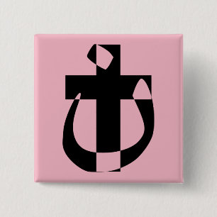 Nazarener Symbool Solidariteit Christelijk Kruis K Vierkante Button 5,1 Cm