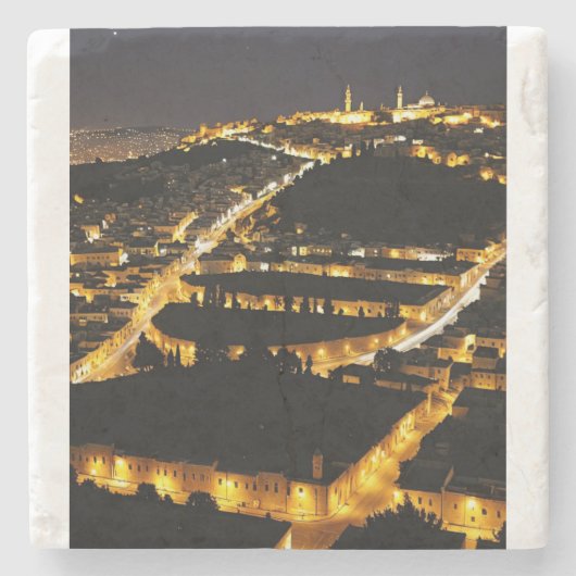 Nazareth by night, coaster stenen onderzetter (Voorkant)
