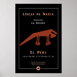 Nazca Geoglyphs-Iguana Poster
