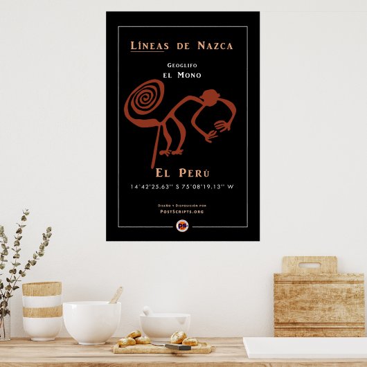 Nazca Geoglyphs-Monkey Poster (Keuken)