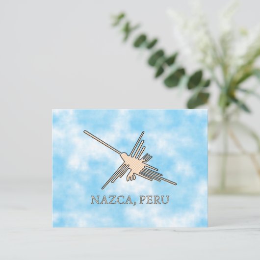 Nazca Hummingbird Geoglyph Newsprint Briefkaart (Staand voorkant)
