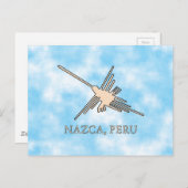 Nazca Hummingbird Geoglyph Newsprint Briefkaart (Voorkant / Achterkant)