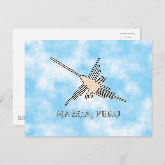 Nazca Hummingbird Geoglyph Newsprint Briefkaart (Voorkant / Achterkant)