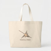 Nazca Hummingbird Geoglyph Newsprint Grote Tote Bag (Voorkant)