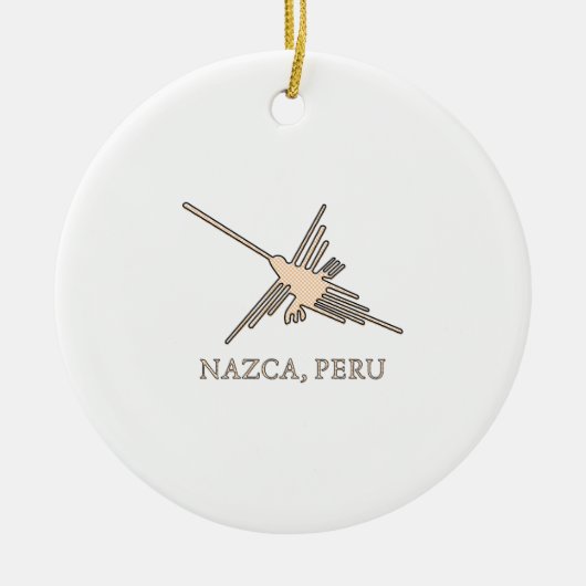 Nazca Hummingbird Geoglyph Newsprint Keramisch Ornament (Voorkant)