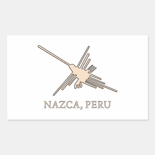 Nazca Hummingbird Geoglyph Newsprint Rechthoekige Sticker (Voorkant)