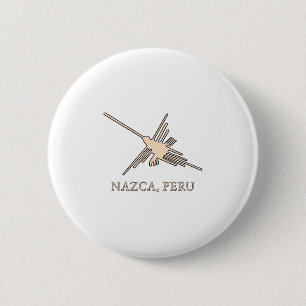 Nazca Hummingbird Geoglyph Newsprint Ronde Button 5,7 Cm