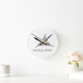 Nazca Hummingbird Geoglyph Newsprint Ronde Klok (Huis)
