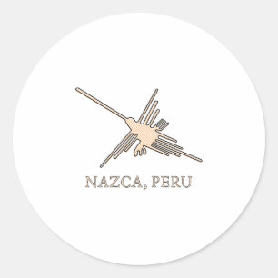 Nazca Hummingbird Geoglyph Newsprint Ronde Sticker