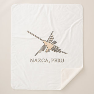Nazca Hummingbird Geoglyph Newsprint Sherpa Deken