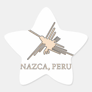 Nazca Hummingbird Geoglyph Newsprint Ster Sticker