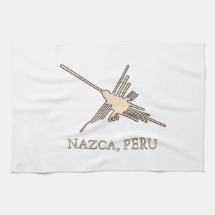 Nazca Hummingbird Geoglyph Newsprint Theedoek