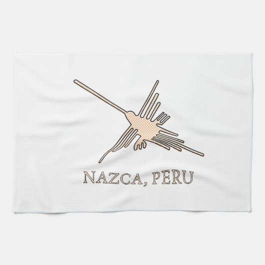 Nazca Hummingbird Geoglyph Newsprint Theedoek (Horizontaal)
