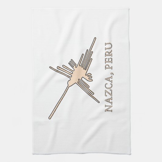 Nazca Hummingbird Geoglyph Newsprint Theedoek (Verticaal)