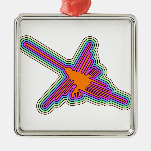 Nazca Hummingbird Peru Drawing Metalen Ornament (Voorkant)