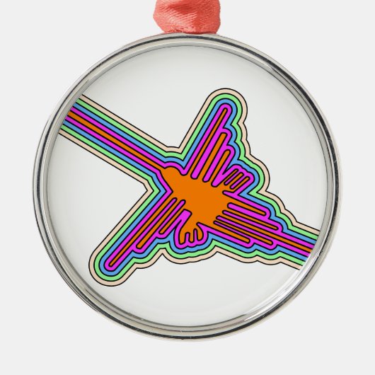 Nazca Hummingbird Peru Drawing Metalen Ornament (Voorkant)