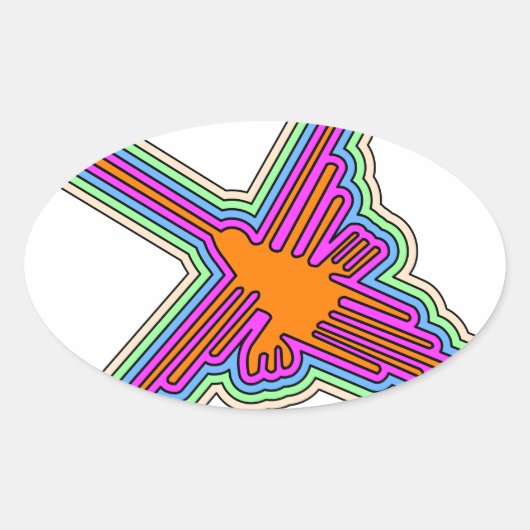 Nazca Hummingbird Peru Drawing Ovale Sticker (Voorkant)