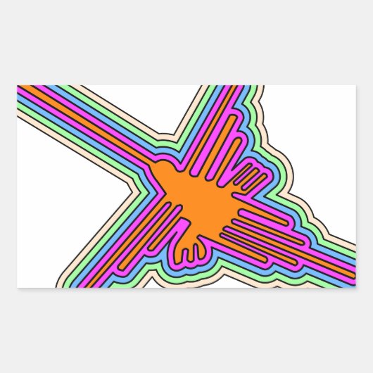Nazca Hummingbird Peru Drawing Rechthoekige Sticker (Voorkant)