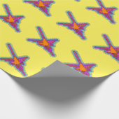 Nazca Hummingbird Peru trekt op geel Cadeaupapier (Hoek)