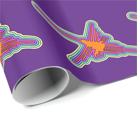 Nazca Hummingbird Peru trekt op Paars Cadeaupapier (Rol Hoek)