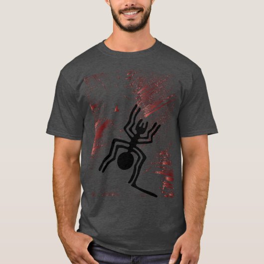 Nazca Lines Geoglyphs - Ancient Black Spider T-shirt (Voorkant)