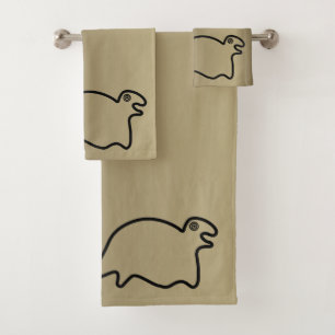 Nazca Lines Gold en Black Towels Seal Bad Handdoek