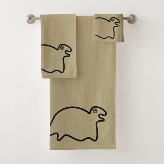 Nazca Lines Gold en Black Towels Seal Bad Handdoek (Insitu)