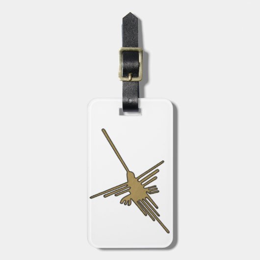 Nazca Lines Hummingbird Faux Borduurwerk Print Bagagelabel (Voorkant verticaal)